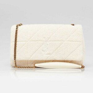 Yves Saint Laurent White Quilted Terry Cloth Medium Jamie Bag